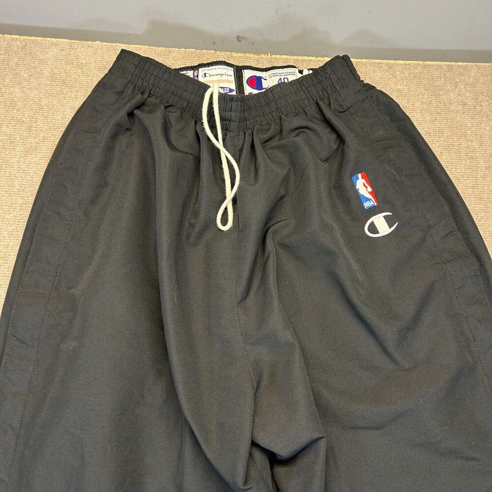 Utah Jazz Team Issue Warm Up Tearaway Pants Size 40 Black Champion Lined 33" - Picture 2 of 16